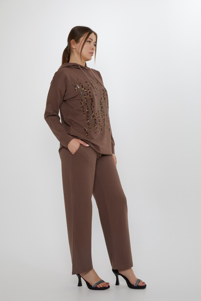 Trainingsanzug Leopard Stone Embroidered Braun - 17901 | KAZEE (3er-Set M-L-XL) - 6