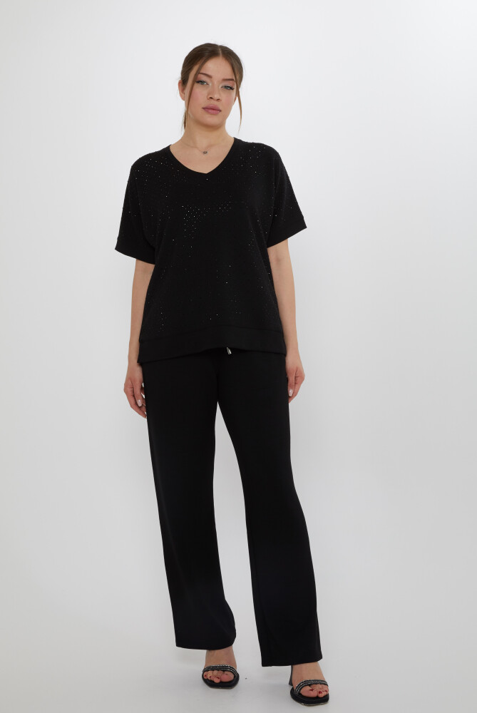 Trainingsanzug-Set mit Steinstickerei in Schwarz – 17867 | KAZEE (3er-Set L-XL-2XL) - 2