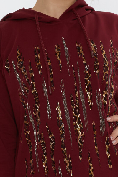 Trening Leopard Stone Brodat Roșu Claret - 17901 | KAZEE (Set de 3 M-L-XL) - 5