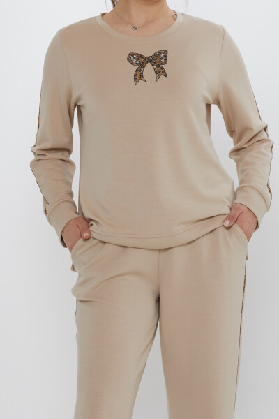 Trening Stripe Stone Brodat Bej - 17902 | KAZEE (Set de 3 L-XL-2XL) - 3