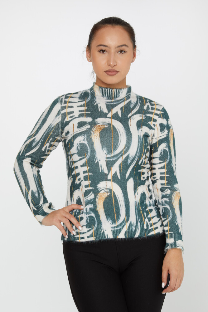 Pull Angora à motifs col montant Kaki - 50007 | KAZEE (Lot de 2 S-M) - 2