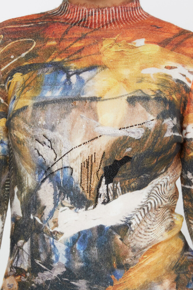 Pull Angora à Manches Longues Brodé Pierres et Motifs - 50018 | KAZEE (Lot de 2 S-M) - 3