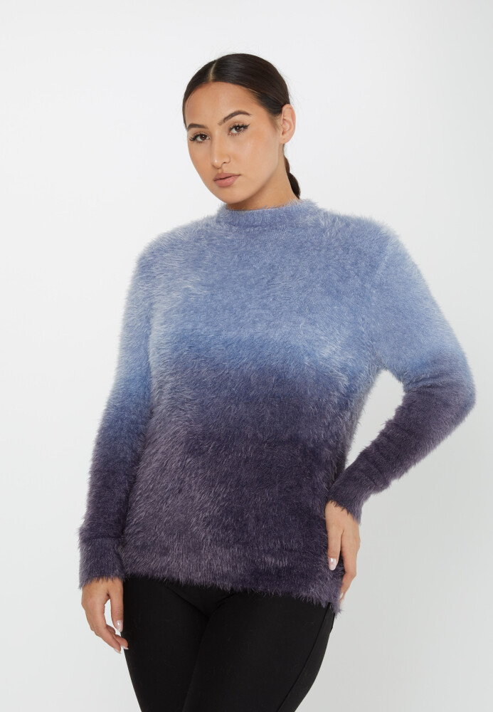 Pull Angora Bicolore Manches Longues Bleu - 31015 | KAZEE (Lot de 3 S-M-L) - 2