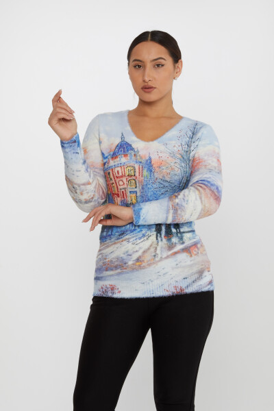 Tricot Angora Brodé Pierre Imprimé Numérique Écru - 40033 | KAZEE (Lot de 2 S-M) - Kazee