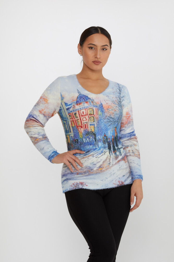 Tricot Angora Brodé Pierre Imprimé Numérique Écru - 40033 | KAZEE (Lot de 2 S-M) - 2