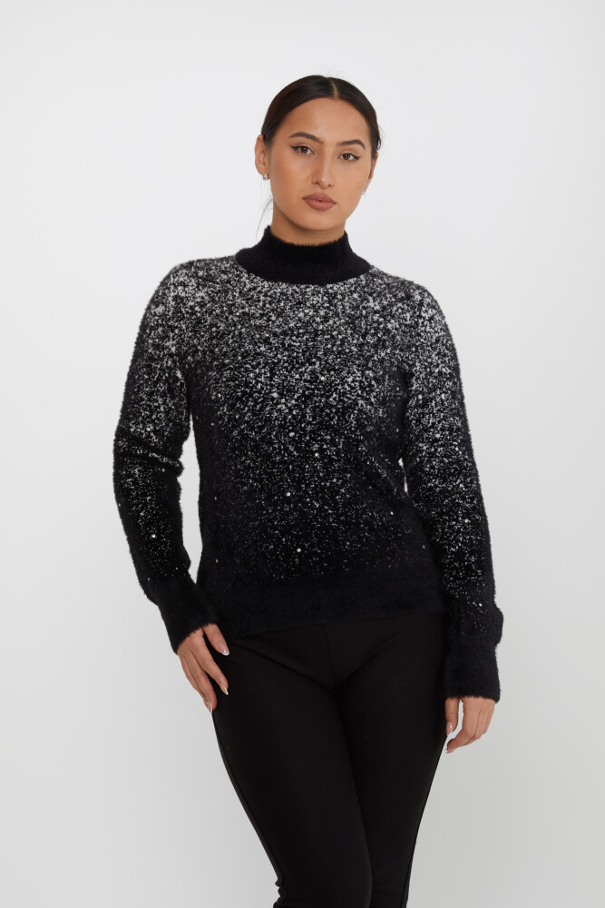 Col montant transitionnel en tricot angora noir - 31180 | KAZEE (Lot de 4 M-L-XL-2XL) - 2