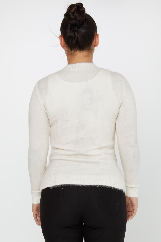 Pull Angora Col Montant Fleuri Ecru - 50026 | KAZEE (Lot de 2 S-M) - 5