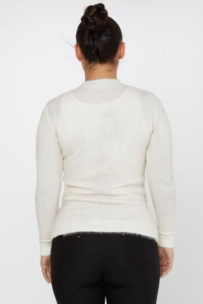 Pull Angora Col Montant Fleuri Ecru - 50026 | KAZEE (Lot de 2 S-M) - 5