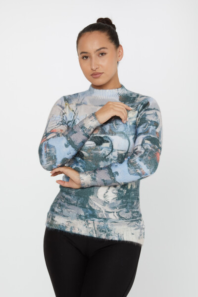 Pull Angora à manches longues avec broderie pierre numérique - 50022 | KAZEE (Lot de 2 S-M) - Kazee