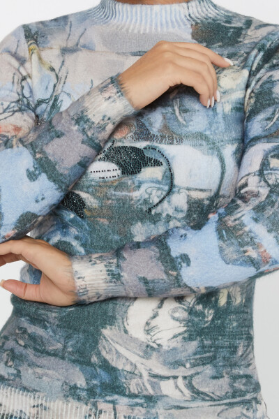 Pull Angora à manches longues avec broderie pierre numérique - 50022 | KAZEE (Lot de 2 S-M) - 3