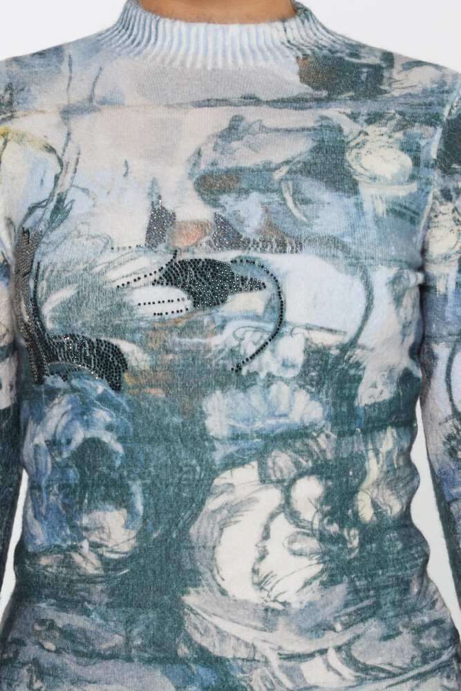 Pull Angora à manches longues avec broderie pierre numérique - 50022 | KAZEE (Lot de 2 S-M) - 4