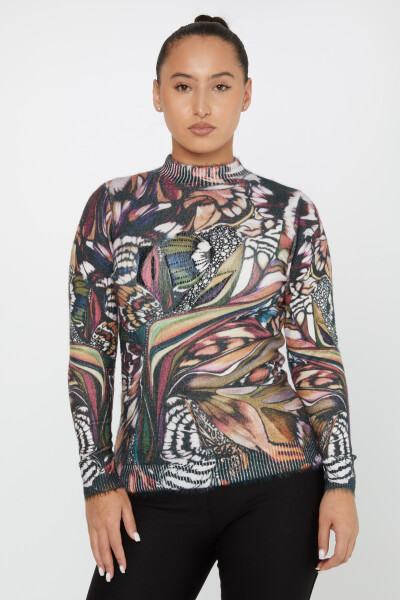 Tricot angora avec motif brodé de pierres à motifs numériques - 50013 | KAZEE (Lot de 2 S-M) - Kazee