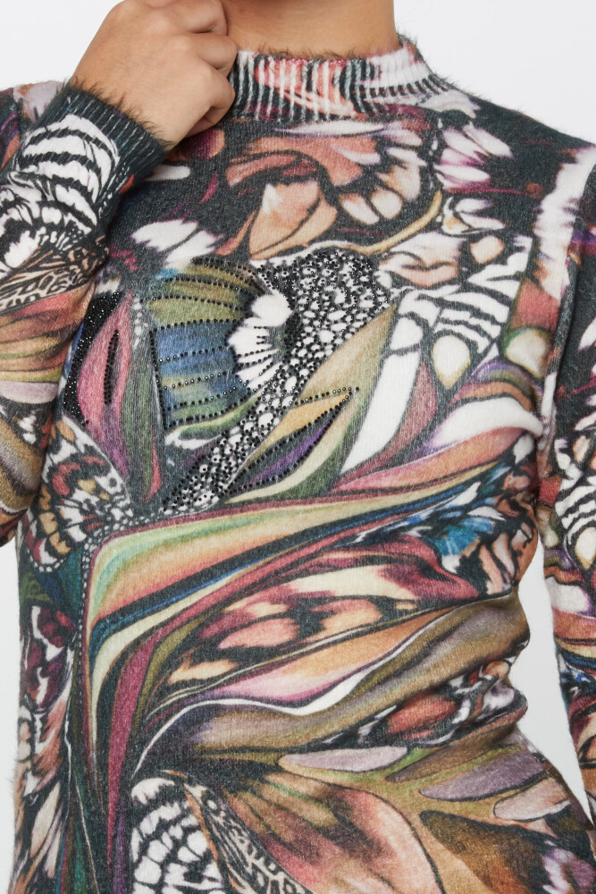 Tricot angora avec motif brodé de pierres à motifs numériques - 50013 | KAZEE (Lot de 2 S-M) - 3