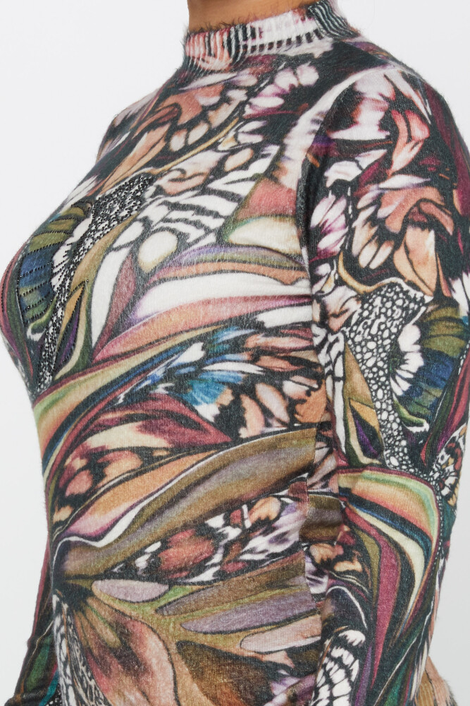 Tricot angora avec motif brodé de pierres à motifs numériques - 50013 | KAZEE (Lot de 2 S-M) - 4