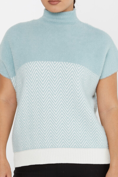 Tricot Angora à motifs colorés à manches courtes Bleu - 30187 | KAZEE (Lot de 3 S-M-L) - 3