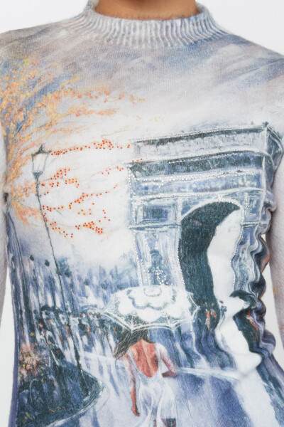 Pull Angora à Manches Longues Brodé Pierre Bleu - 50023 | KAZEE (Lot de 2 S-M) - 4