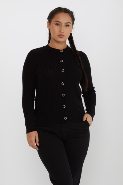 Cardigan en tricot à manches longues avec boutons détaillés noir - 31070 | KAZEE (Lot de 4 M-L-XL-2XL) - Kazee