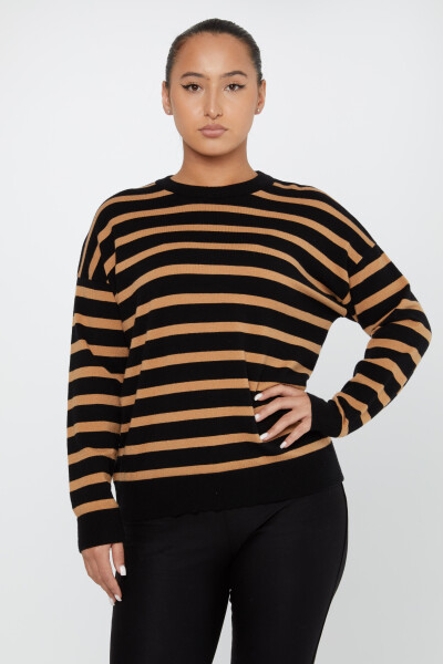 Tricots Pull Bouton Détaillé Rayé Noir-Marron - 2425-31028 | KAZEE (Lot de 2 M-2) - Kazee