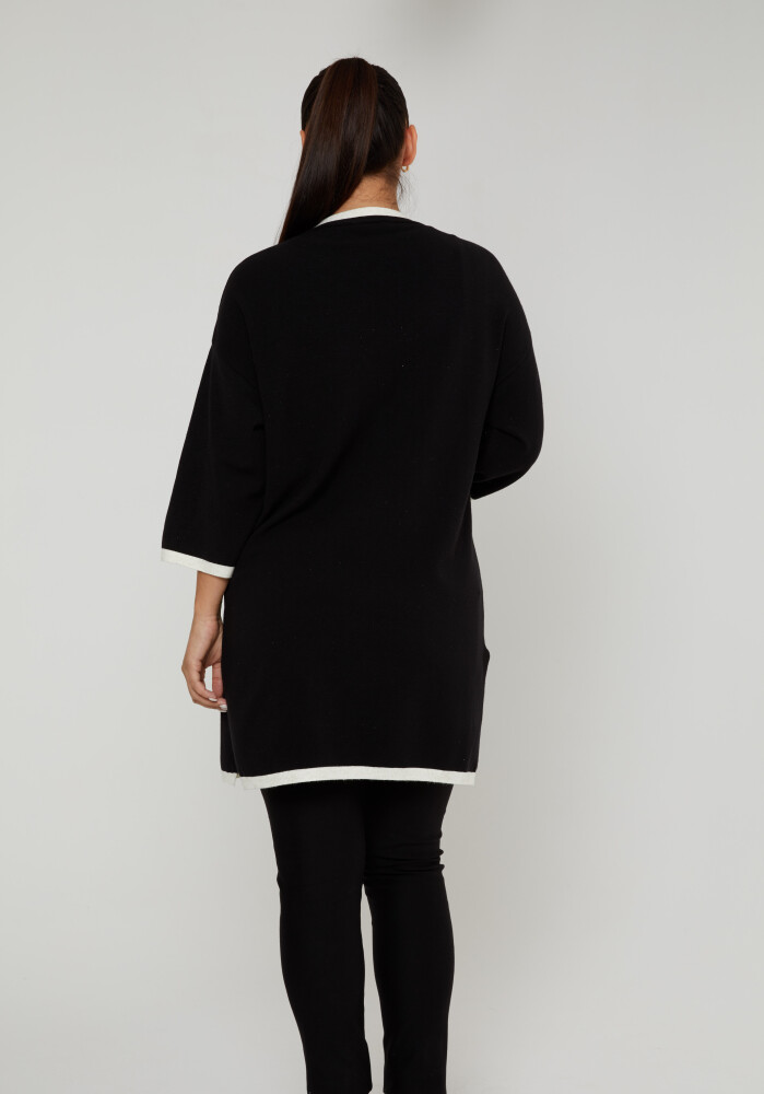 Tricotaj Cardigan Buzunar Detaliat Două Tonuri Negru - 31067 | KAZEE (Set de 4 M-L-XL-2XL) - 5