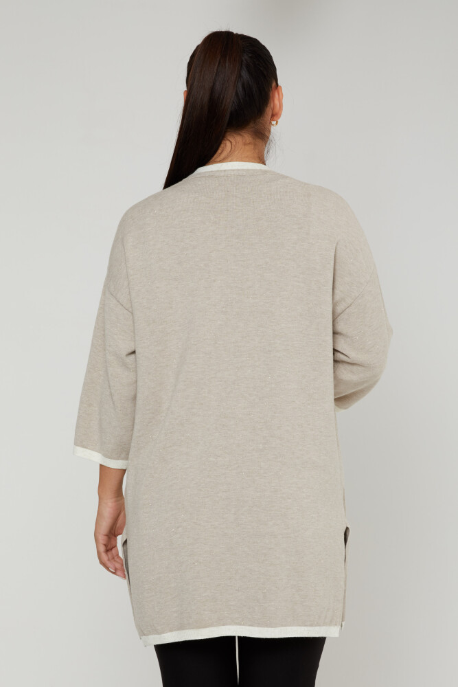 Cardigan tricotat buzunar detaliat în două nuanțe bej - 31067 | KAZEE (Set de 4 M-L-XL-2XL) - 4