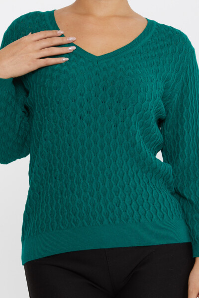 Tricotaj Pulover Auto-Model Decolteu în V Verde - 31247 | KAZEE (Set de 3 M-L-XL) - 3
