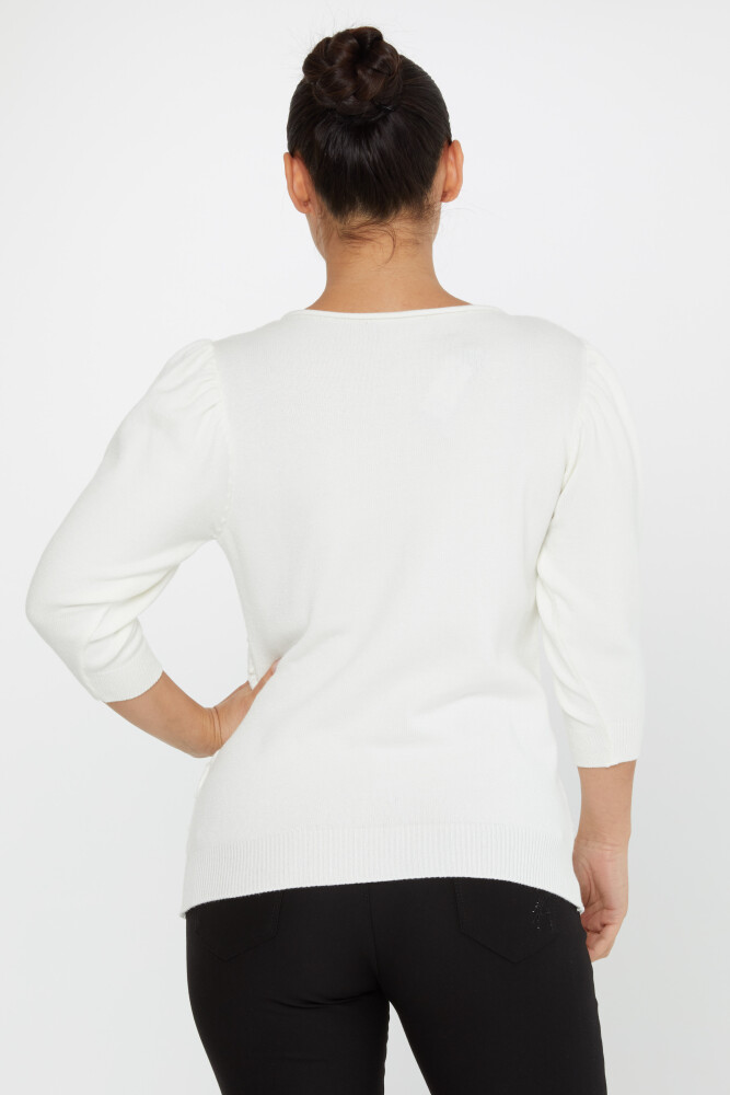 Tricotaj Pulover Maneca cu balon Auto-model Ecru - 30340 | KAZEE (Set de 4 S-M-L-XL) - 5