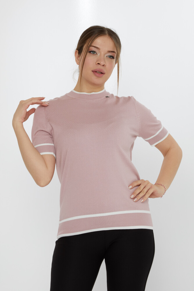 Tricotaj Pulover Broșă Detaliată Pudra-Ecru - 31292 | KAZEE (Set de 4 M-L-XL-2XL) - 2