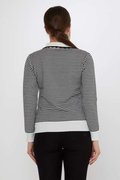 Tricotaj Pulover Checkerboard Model Ecru-Negru - 31339 | KAZEE (Set de 3 M-L-XL) - 6
