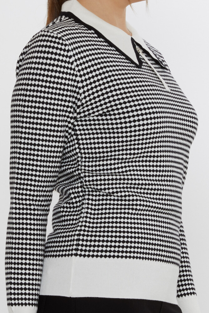 Tricotaj Pulover Checkerboard Model Ecru-Negru - 31339 | KAZEE (Set de 3 M-L-XL) - 5