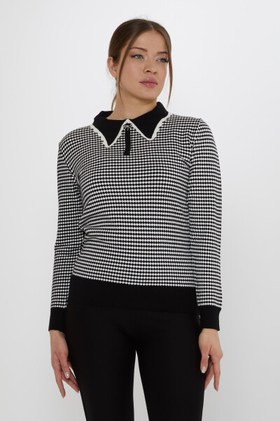 Tricotaj Pulover Checkerboard Model Negru-Ecru - 31339 | KAZEE (Set de 3 M-L-XL) - KAZEE