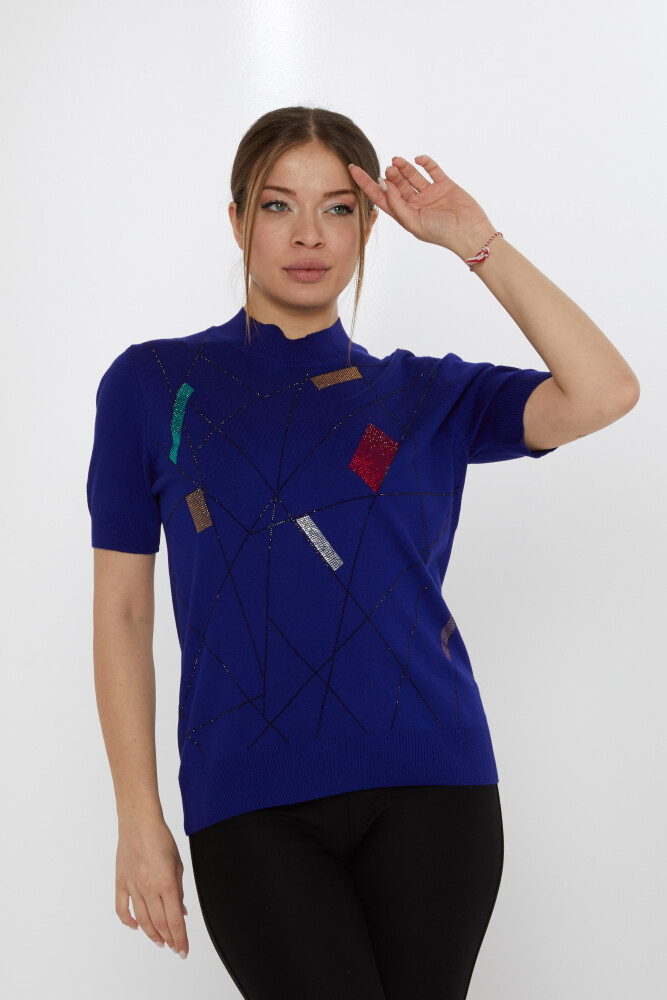 Tricotaj Pulover Colorful Stone Brodat Saxa - 30078 | KAZEE (Set de 4 L-XL-2XL-3XL) - 1