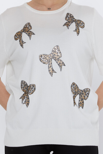 Tricotaj Pulover Fundă Stone Brodat Ecru - 31577 | KAZEE (Set de 3 XL-2XL-3XL) - 3