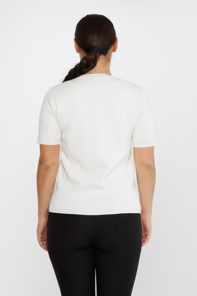 Tricoturi Pulover Maneca scurta Detaliu cu sclipici Ecru - 31608 | KAZEE (Set de 3 M-L-XL) - 5