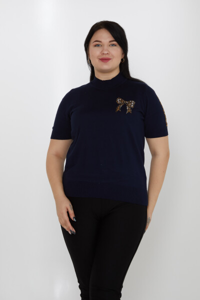 Tricoturi Pulover Panglică Detaliată Model American Bleumarin - 31549 | KAZEE (Set de 3 L-XL-2XL) 