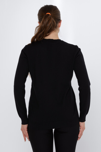 Tricotaj Pulover Rose Brodat Negru - 31377 | KAZEE (Set de 3 L-XL-2XL) - 5