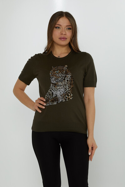 Tricoturi Pulover Tiger Stone Brodat American Model Vert - 31825 | KAZEE (Set de 3 L-XL-2XL) - 2