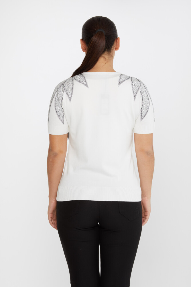 Tricoturi Pulover Umăr Piatra Brodat American Model Ecru - 30792 | KAZEE (Set de 4 M-L-XL-2XL) - 5