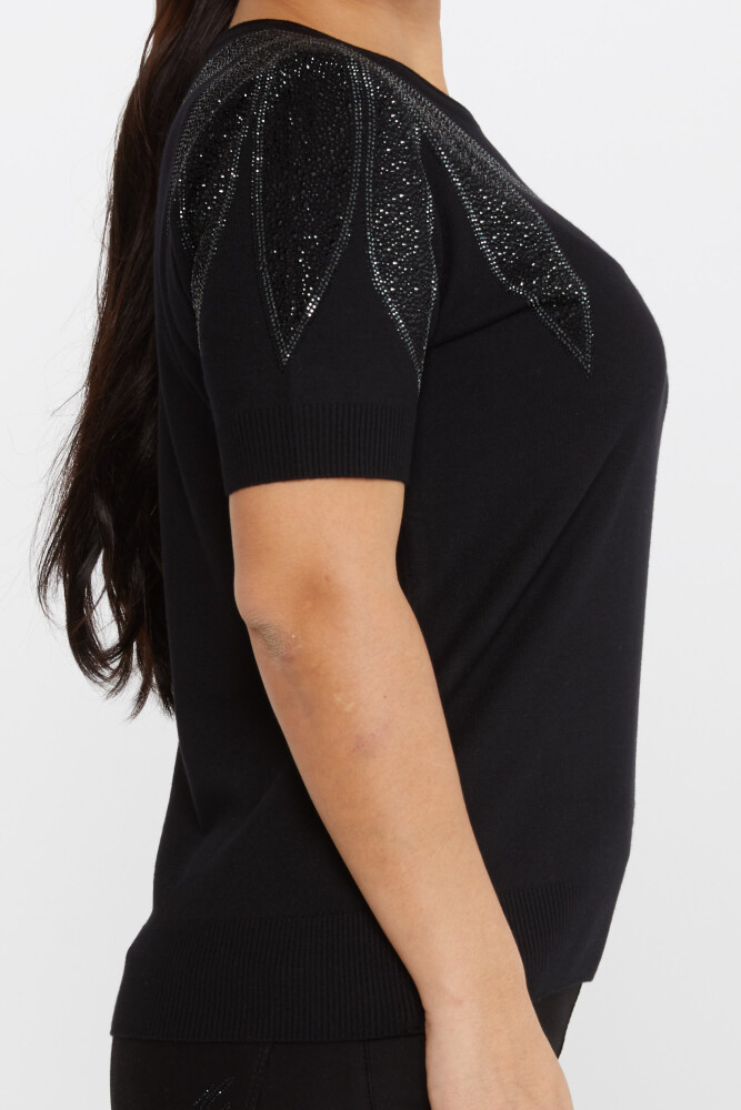 Tricotaj Pulover Umăr Piatra Brodat American Model Negru - 30792 | KAZEE (Set de 4 M-L-XL-2XL) - 4