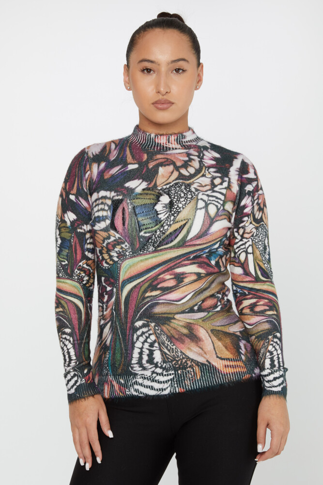 Tricotaje Angora cu model digital brodat de piatră - 50013 | KAZEE (Set de 2 S-M) - 1