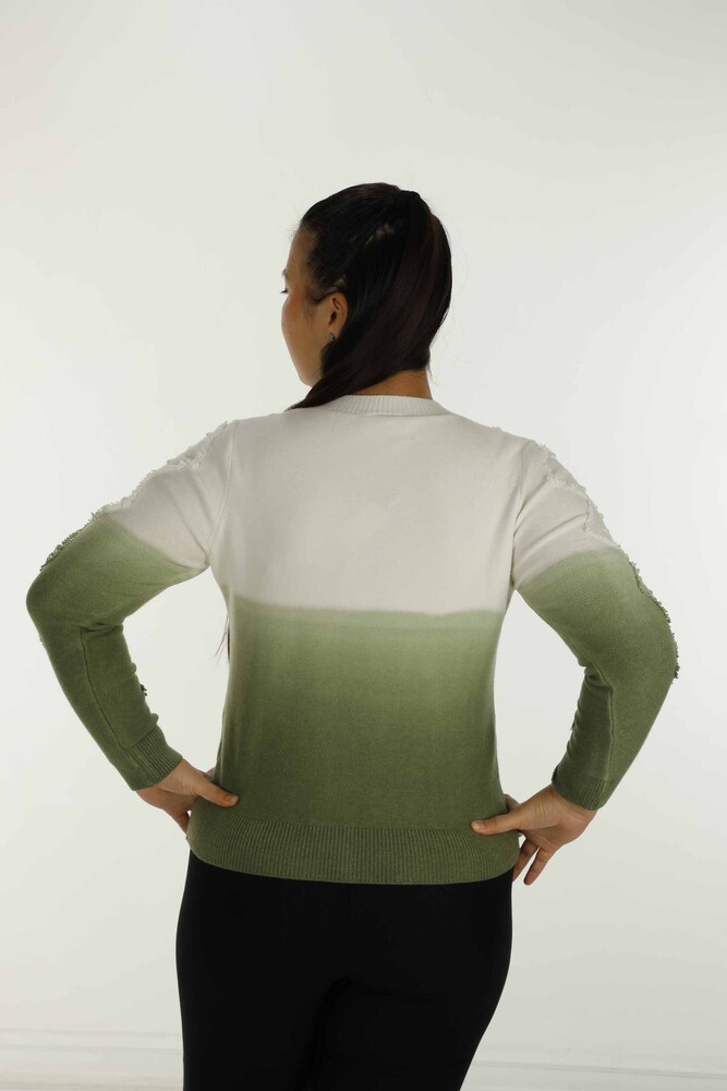 Tricot cu gât cu nasturi cu mânecă lungă Cardigan Kaki - 30782 | KAZEE - 6