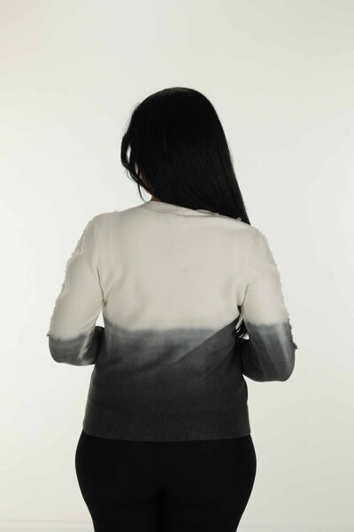 Cardigan de tricot cu mânecă lungă cu nasturi cu gât negru - 30782 | KAZEE - 6