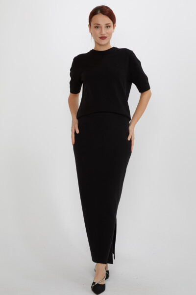 Fusta Tricotaj cu Detaliu Slit Negru - 31676 | KAZEE (Set de 2 S-M) - Kazee