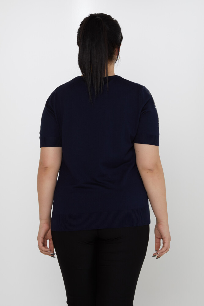 Tricoturi Pulover Pietra Brodata Maneca Scurta Bleumarin - 31773 | KAZEE (Set de 3 XL-2XL-3XL) - 5