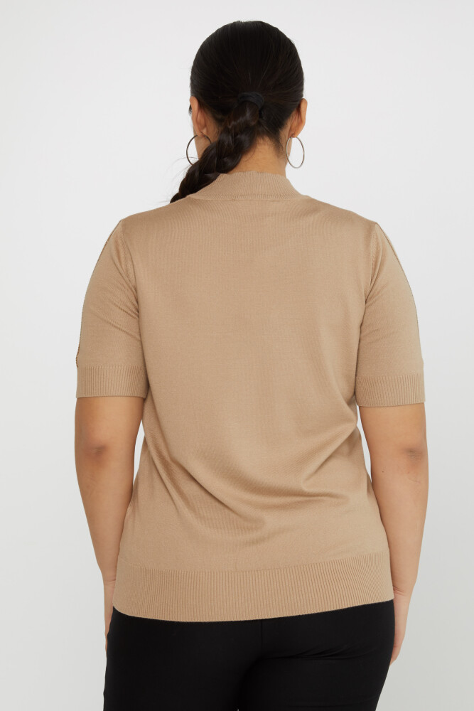 Tricotaj Pulover Fluture Stone Brodat Maneca scurta Bej - 31552 | KAZEE (Set de 3 M-L-XL) - 4