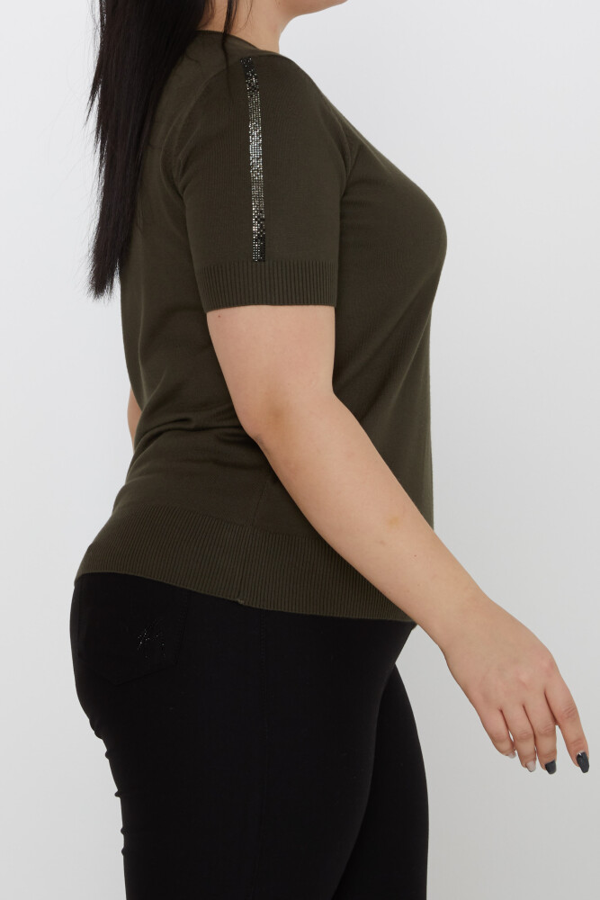 Tricoturi Pulover Stone Broderie Maneca Scurta Vert - 31773 | KAZEE (Set de 3 XL-2XL-3XL) - 3