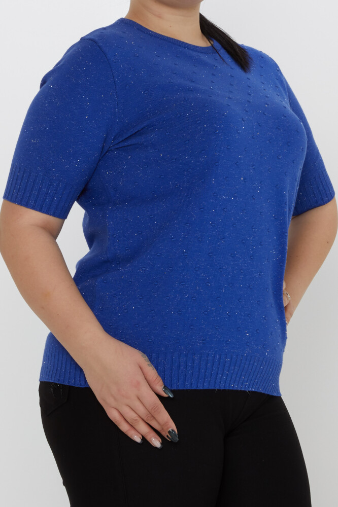 Tricotaj Pulover Detaliu cu sclipici Maneca scurta Saxa - 31714 | KAZEE (Set de 3 XL-2XL-3XL) - 3