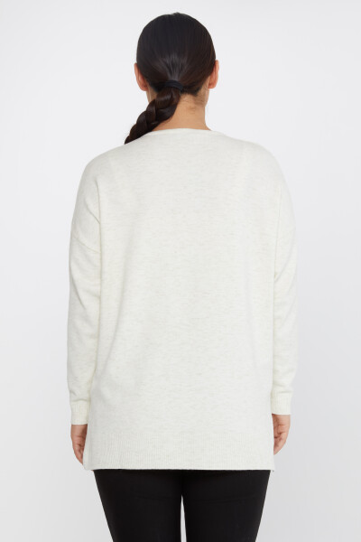 Tricotaj Pulover Despicat Detaliat Auto-model Ecru - 31632 | KAZEE (Set de 3 XL-2XL-3XL) - 5