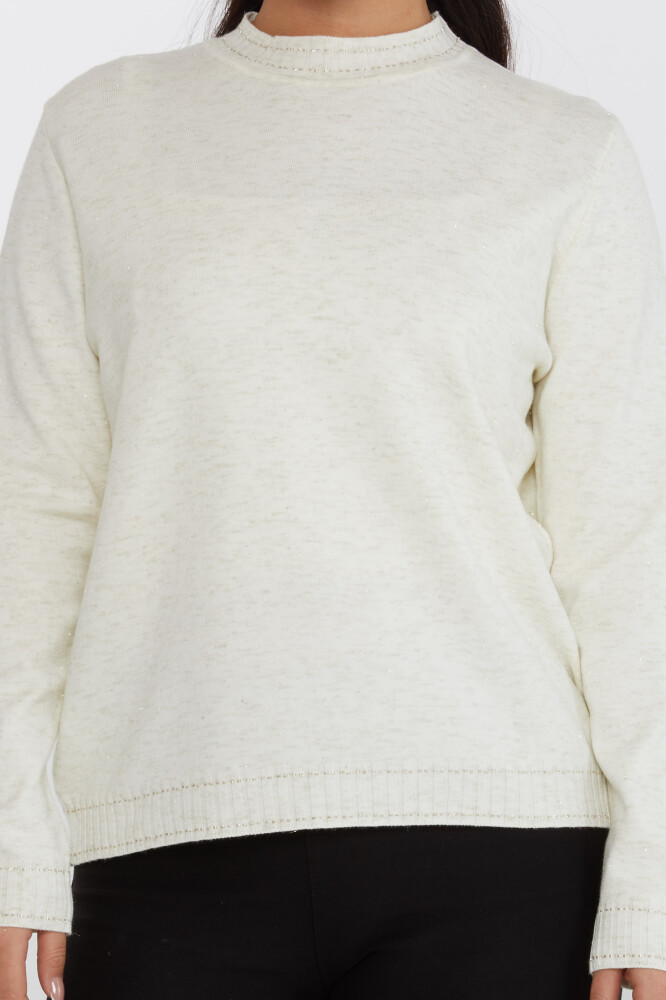 Tricotaj Pulover Guler Stand Maneca lunga Ecru - 31629 | KAZEE (Set de 3 XL-2XL-3XL) - 3