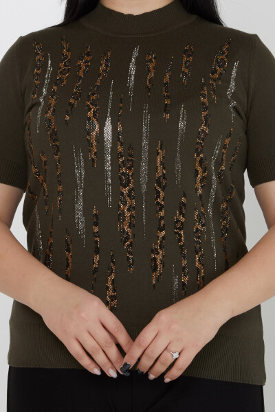 Tricoturi Pulover Leopard Stone Brodat Stand Guler Vert - 31565 | KAZEE (Set de 3 M-L-XL) - 2