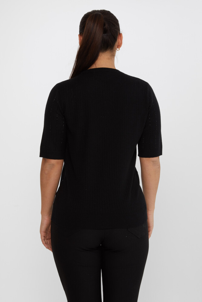 Tricoturi Pulover Maneca scurta Dunga Stone Brodat Negru - 31094 | KAZEE (Set de 3 M-L-XL) - 5